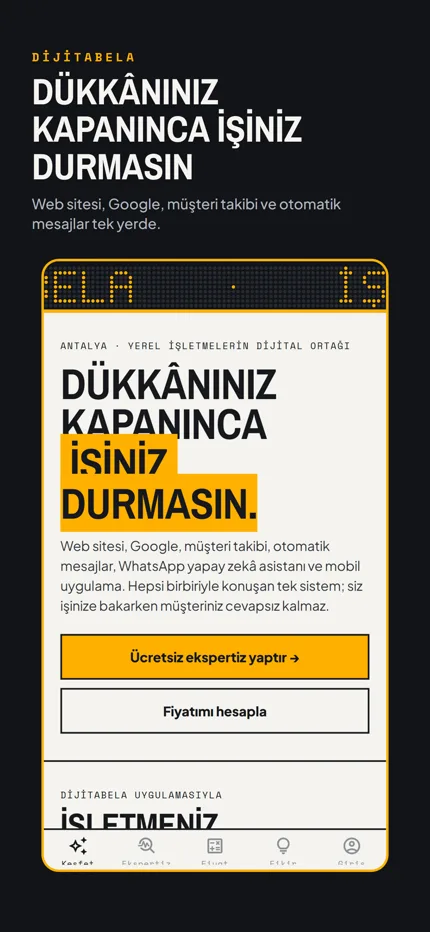 Dijitabela uygulaması: Keşfet ekranı
