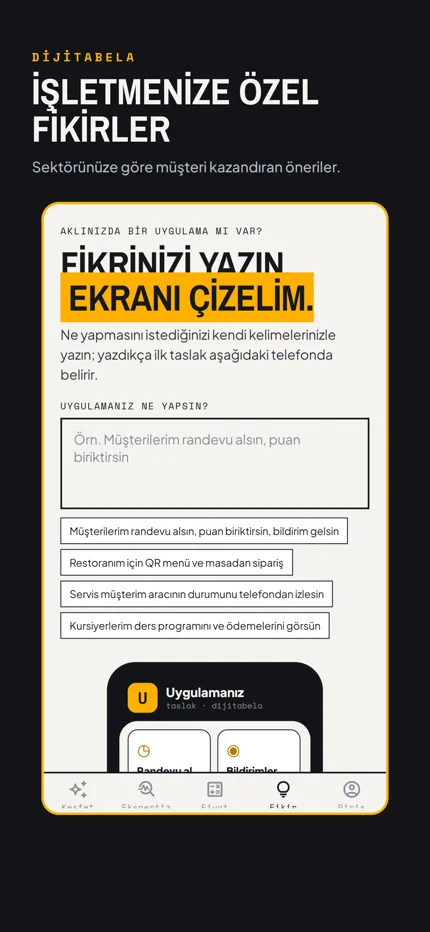 Dijitabela uygulaması: Fikir → ekran