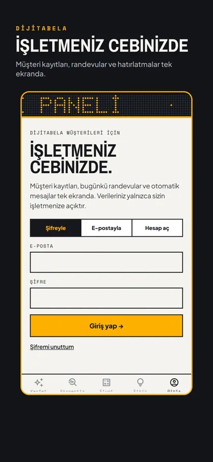 Dijitabela uygulaması: Giriş